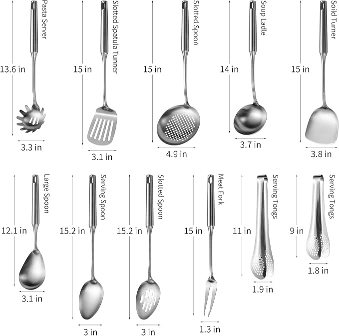 304 Stainlss Steel Kitchen Utensils Set, Pasta Server - Image 6