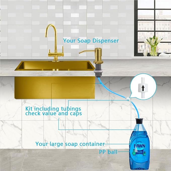 Soap Dispenser for Kitchen Sink, Countertop Sink Soap Dispenser Pump, Say - Image 4