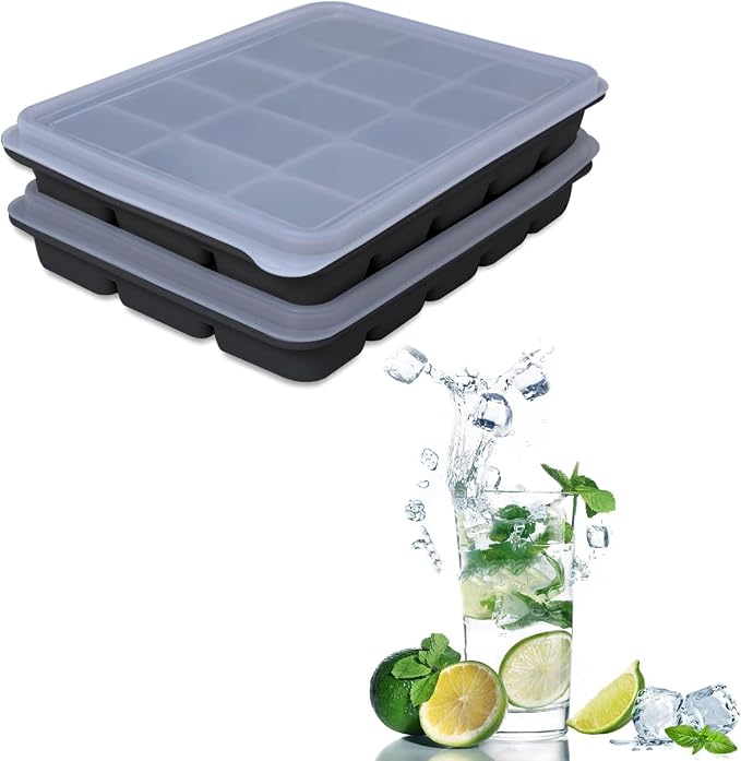 Tvmania Ice Cube Trays Set of 2, Easy Release 15 Flexible Silicone Ice Cube by Tvmania