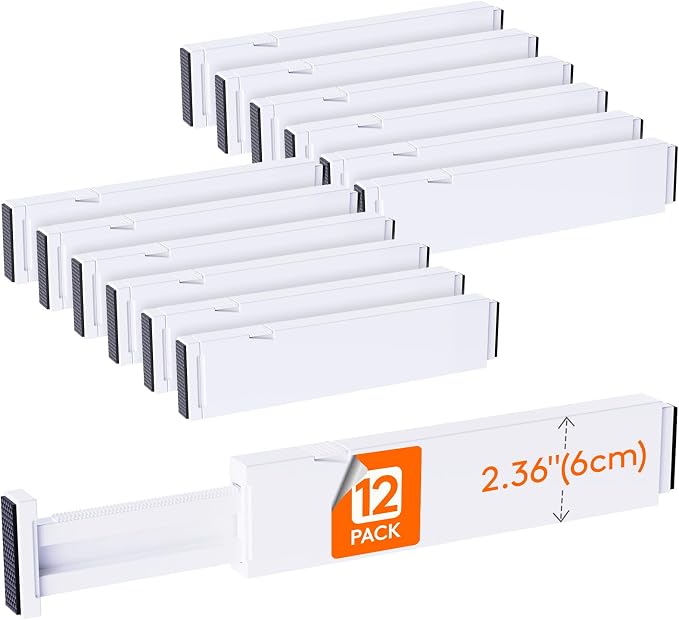 Lifewit 12 Pack 2.36" High Drawer Dividers 28-43.5cm/11-17" Adjustable Drawer by Lifewit