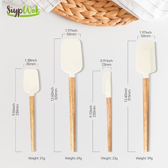 Silicone Spatula Set, Food Grade Rubber Spatula-4 Piece Nonstick Rubber Spatulas - Image 7