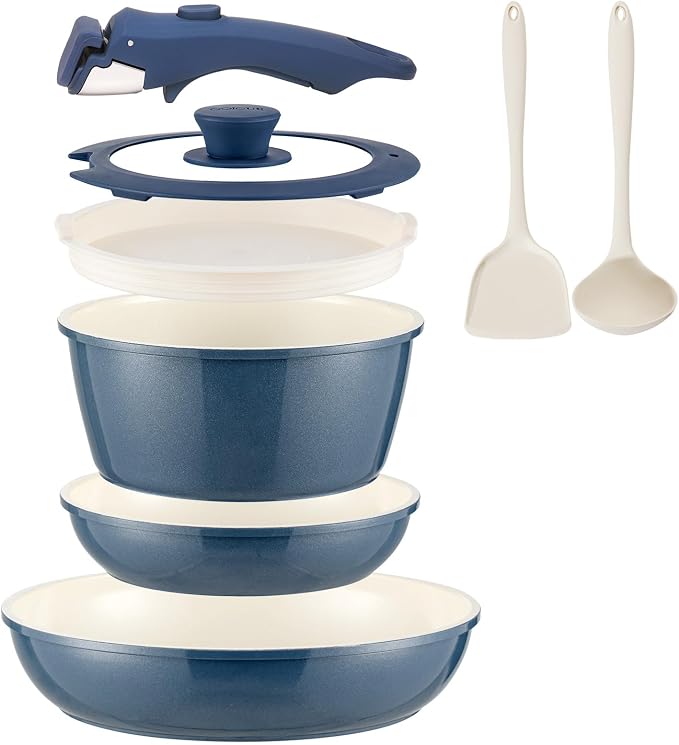 8Pcs Pots and Pans Set Nonstick Ceramic Cookware Set Removable Handle Induction by COICUR