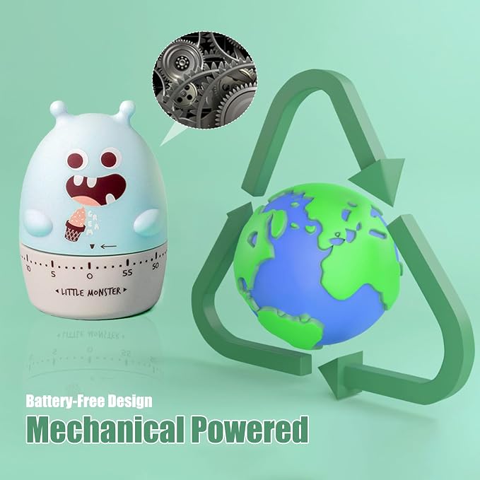 Quirky Creature Mechanical Kitchen Timer, Cute 60-Minute Manual Wind Up - Image 3