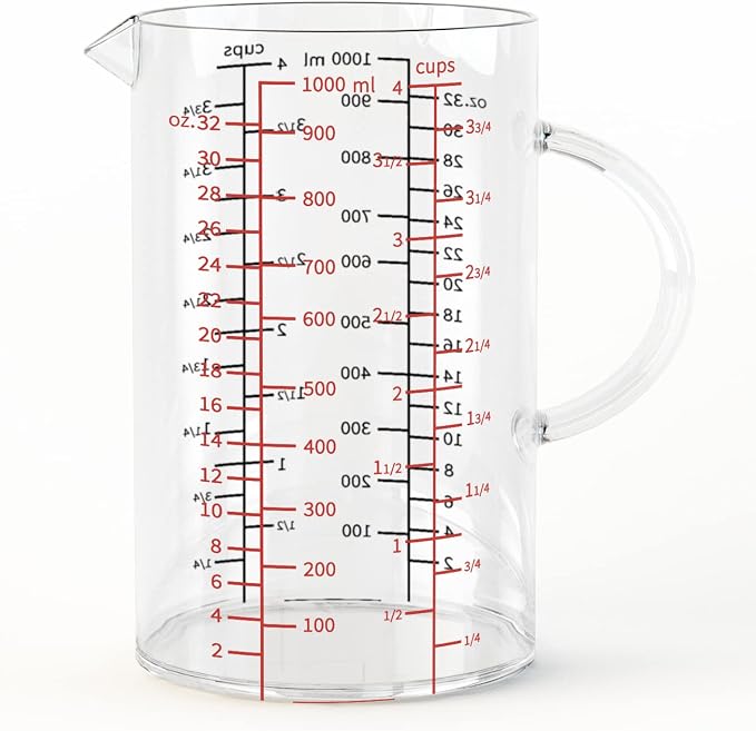 77L Glass Measuring Cup, High Borosilicate Glass Measuring Cup by 77L