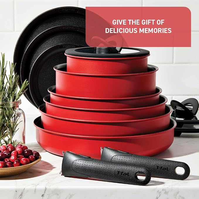 T-fal Ingenio Nonstick Cookware Set, Oven Broiler Safe 500F, Pots and Pans - Image 2