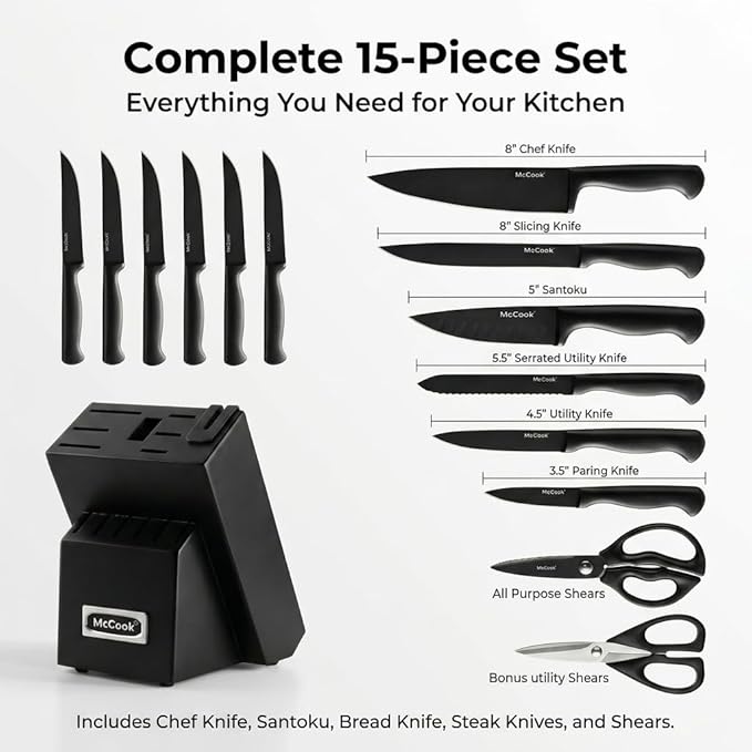 McCook® Knife Sets, German Stainless Steel Knife Block Sets - Image 3