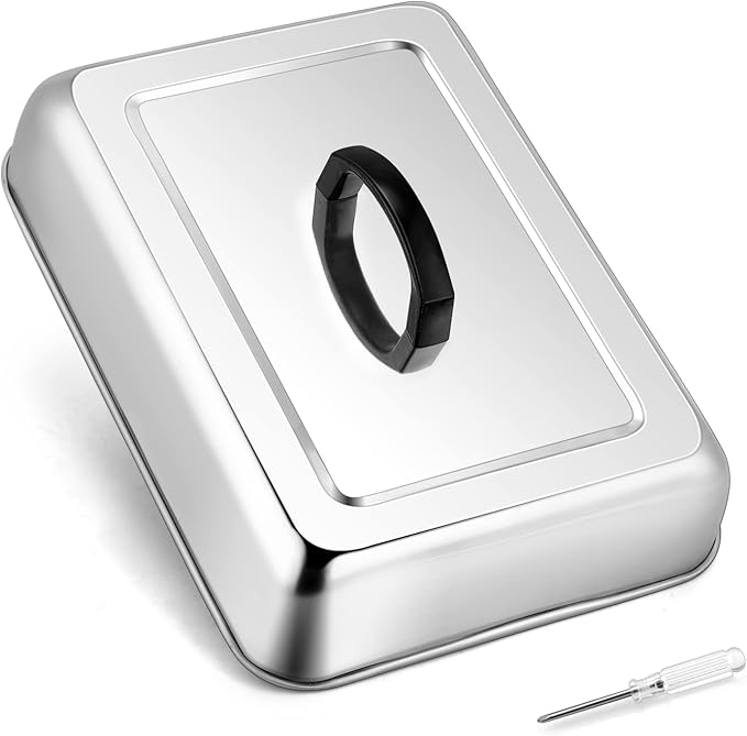 HaSteeL Rectangular Basting Cover, Stainless Steel Cheese Melting Dome Steaming by HaSteeL