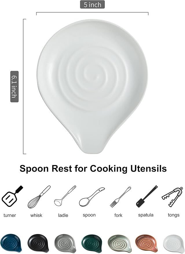 LAUCHUH Spoon Rest, 5 inch Large Spoon Holder - Image 2