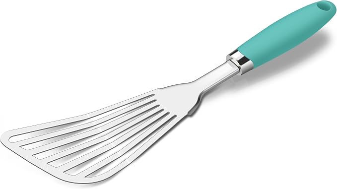 304 Stainless Steel Fish Spatula, Non-Slip Ergonomic Handle Slotted Spatula by JXWING