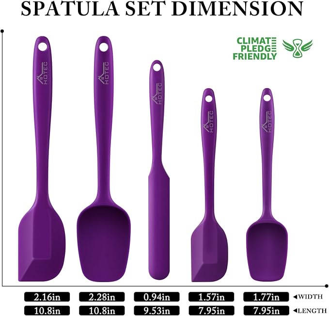 HOTEC 600℉ Heat Resistant BPA-Free Silicone Rubber Spatula Set - Image 2