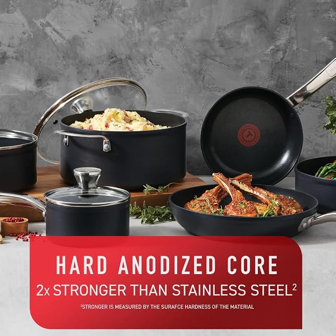 T-fal Platinum Hard Anodized Nonstick Cookware Set 12 Piece Oven Broiler Safe - Image 2
