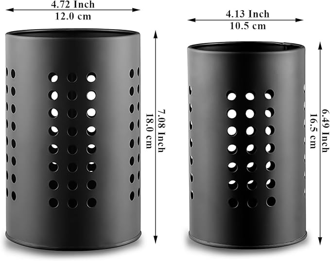 Evanda Kitchen Utensils Holder for Countertop Pack of 2, Stainless Steel Black - Image 2