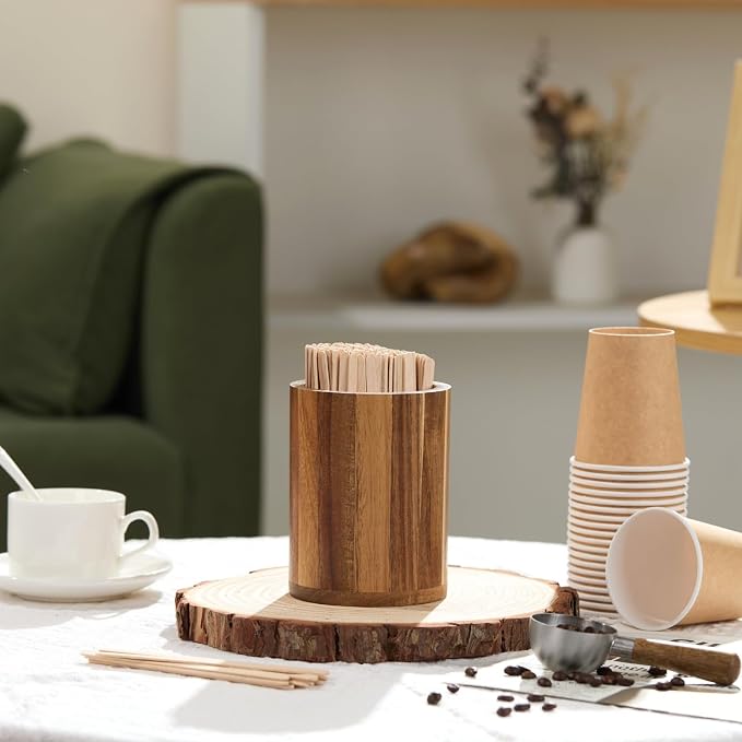 Acacia Wood Coffee Stirrer Holder Set - Image 6