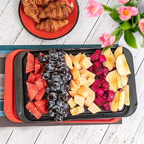 TP 17" x 10.5" Grilling Prep and Serve Trays, Set of 2, Black&Red