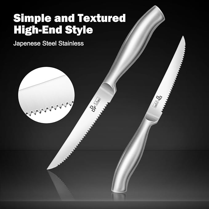 DDF iohEF Steak Knife Set, 8 Piece Steak Knife, High Carbon Japanese Stainless - Image 3