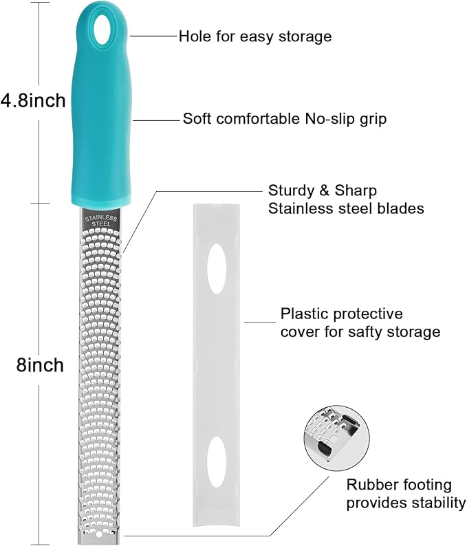 8-Inch Lemon Zester & Cheese Grater 18/8 Stainless Steel Citrus Zester - Image 5
