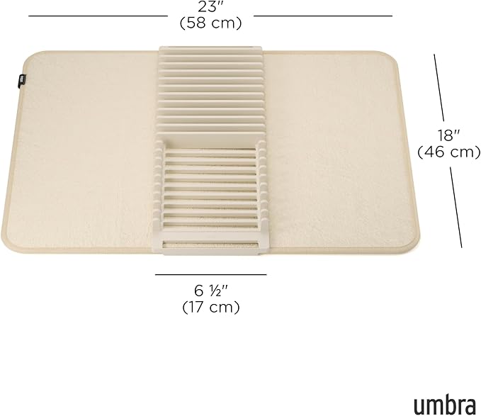 Umbra Udry Dish Rack and Microfiber Drying Mat – Space-Saving Design Folds Up - Image 3
