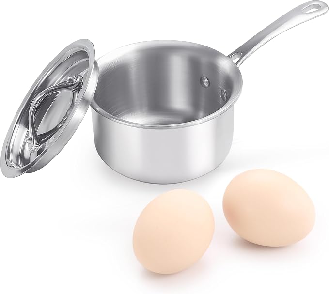 Mini Sauce Pan with Lid, Tri-Ply Stainless Steel Pot with Stay-Cool Handle & by Unknown