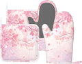 Oven Mitts and Pot Holders Cherry Blossom Flower Japanese Art Silicone Kitchen by DADABULIU
