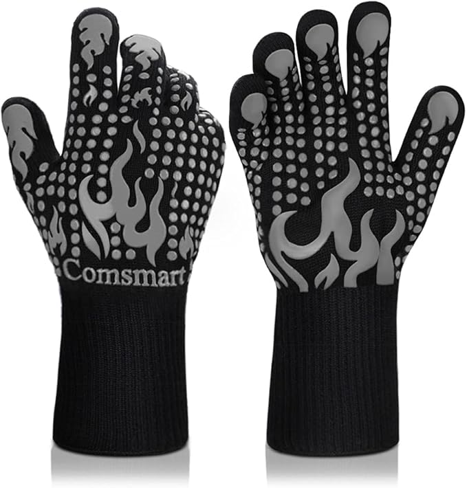 Comsmart BBQ Gloves, 1472 Degree F Heat Resistant Grilling Gloves Silicone by Comsmart