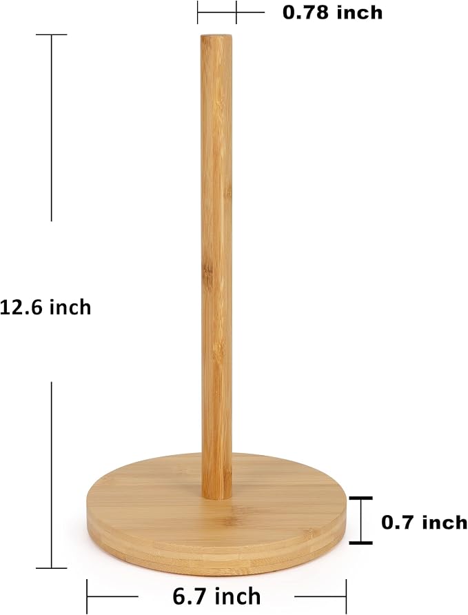 WORHE Bamboo Paper Towel Holder Countertop 1 Pack Thick Sturdy Base, Standing - Image 3