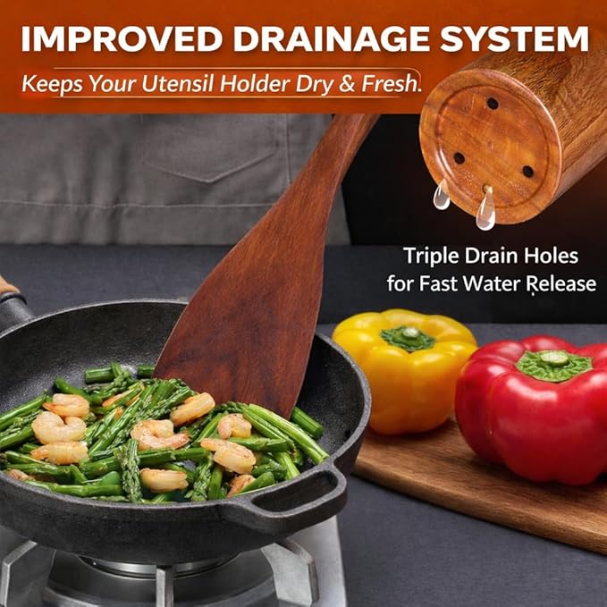 12-Piece Premium Teak Wooden Cooking Utensils Set – Heat-Resistant Spoons & - Image 5