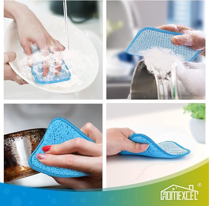 HOMEXCEL 12 Pack Scrub & Wipe Cloths, Scrub Sponges - Image 7