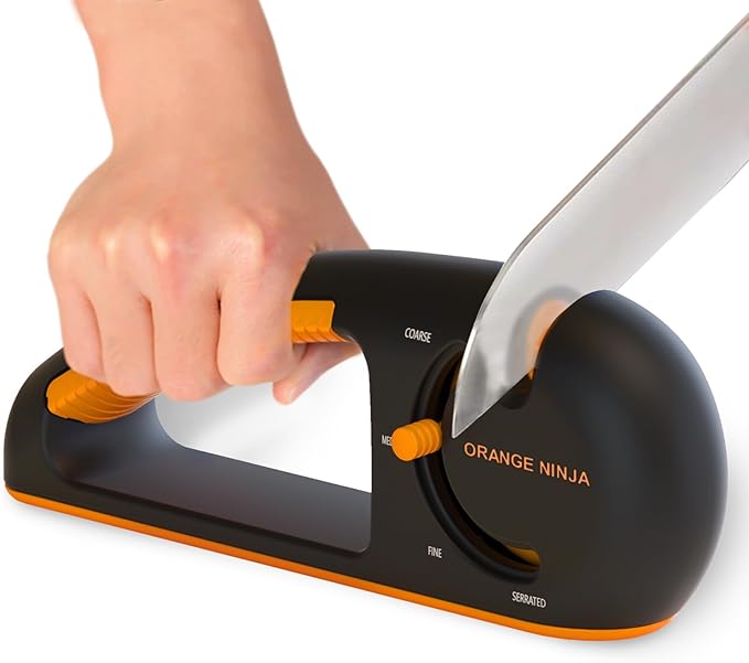 Orange Ninja 4-Stage Knife Sharpener & Serrated Knife Sharpener– Repairs by SharpPebble