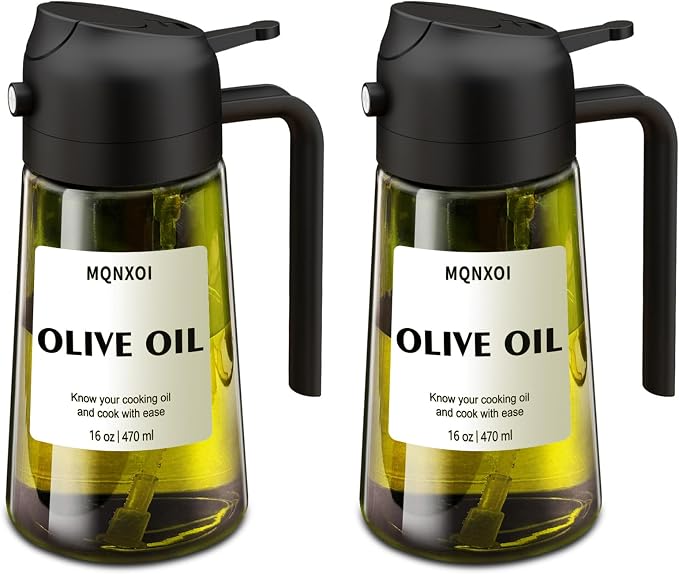 mqnxoi 2 in 1 Glass Oil Sprayer & Dispenser, 16oz/470ml Olive Cooking, Air Fryer by Unknown