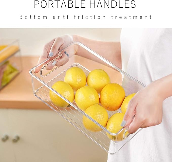 Stackable Refrigerator Organizer Bins, 6 Pack Clear Kitchen Organizer Container - Image 5