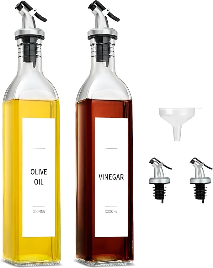 gmisun Olive Oil and Vinegar Dispenser Bottle Set, 2 Pack Oil and Vinegar by GMISUN