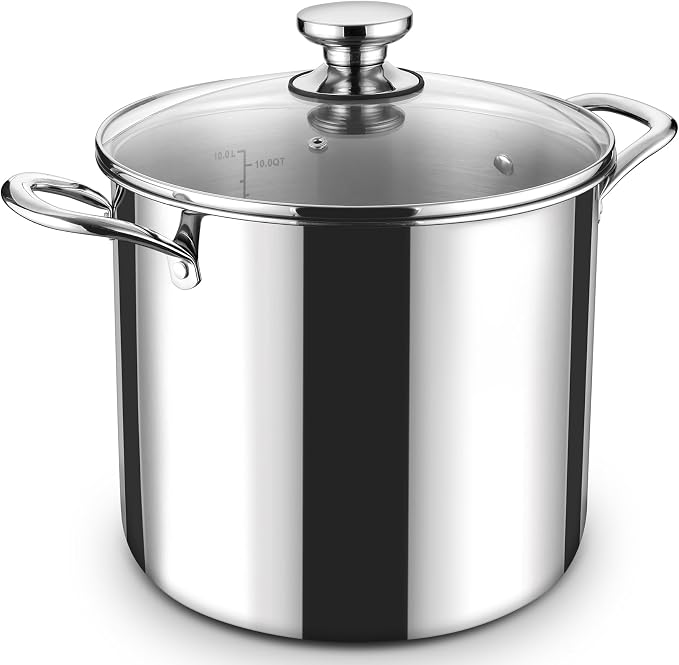 P&P CHEF 12 Quart Tri-Ply Stainless Steel Stockpot, Stock Pot by PPCHEF
