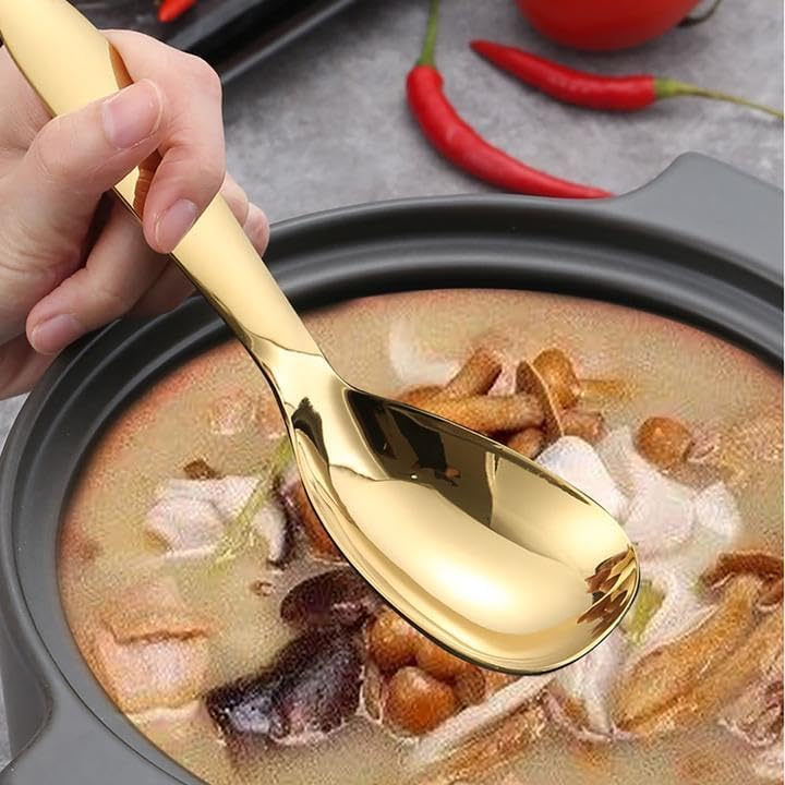2 x Gold Rice Paddle Spoon Food Serving Spoon Stainless Steel Rice