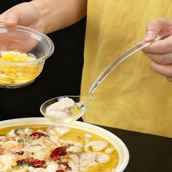 Large Plastic Serving Spoons, Disposable Heavy Duty Serving Spoons, Long Handle - Image 7