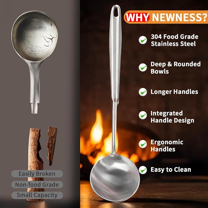 Deep Stainless Steel 13.7 Inches Newness Soup Ladle, Resilient 304 Stainless - Image 3