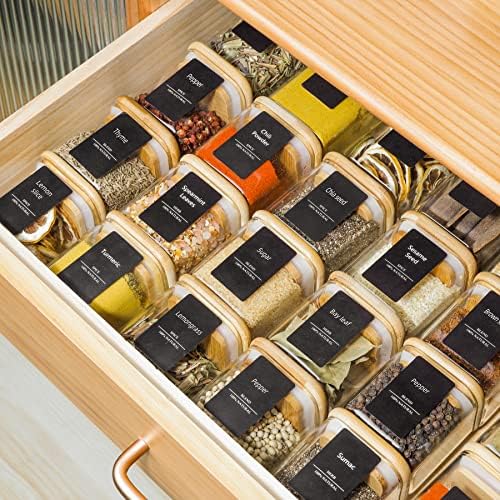 ComSaf 12Pcs Glass Spice Jars with Bamboo Lid 4oz - 16Pcs Glass Spice