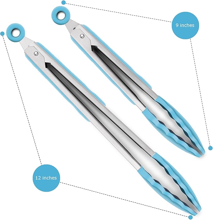 2 Pack Silicone Kitchen Tongs – 9" & 12" Set, Heat Resistant up to 500°F - Image 4