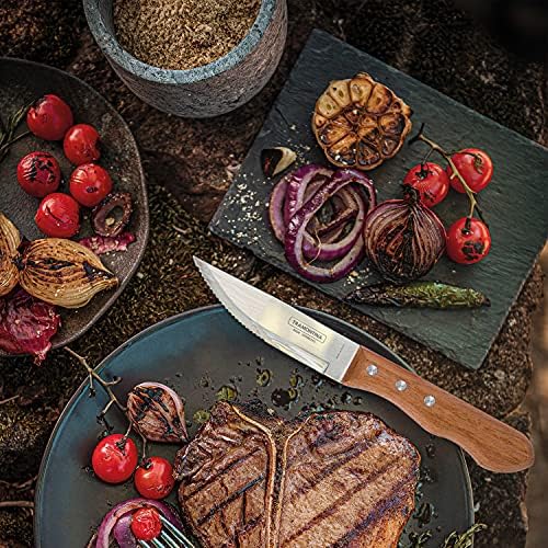 Tramontina 5” Jumbo Steak Knives Set of 4, Sharp Knife with Wooden