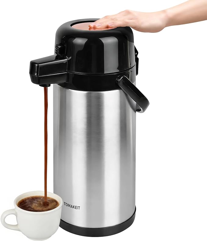 TOMAKEIT Airpot Coffee Carafe for Keeping Hot, 102oz/3L Coffee Dispenser Thermal by TOMAKEIT