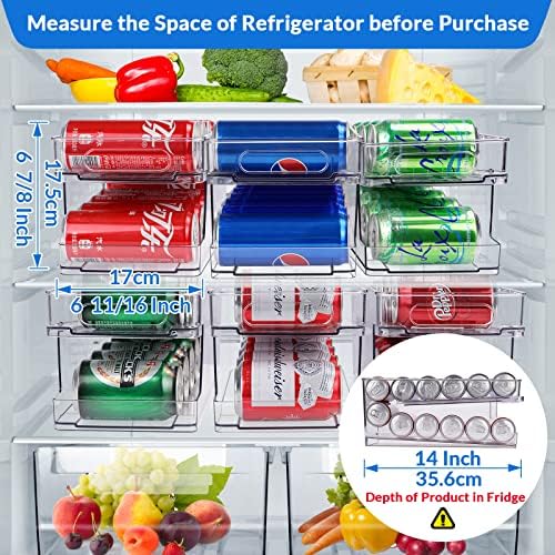 FIFO Rolling Soda Can Organizer for Fridge, Holds 10 Cans