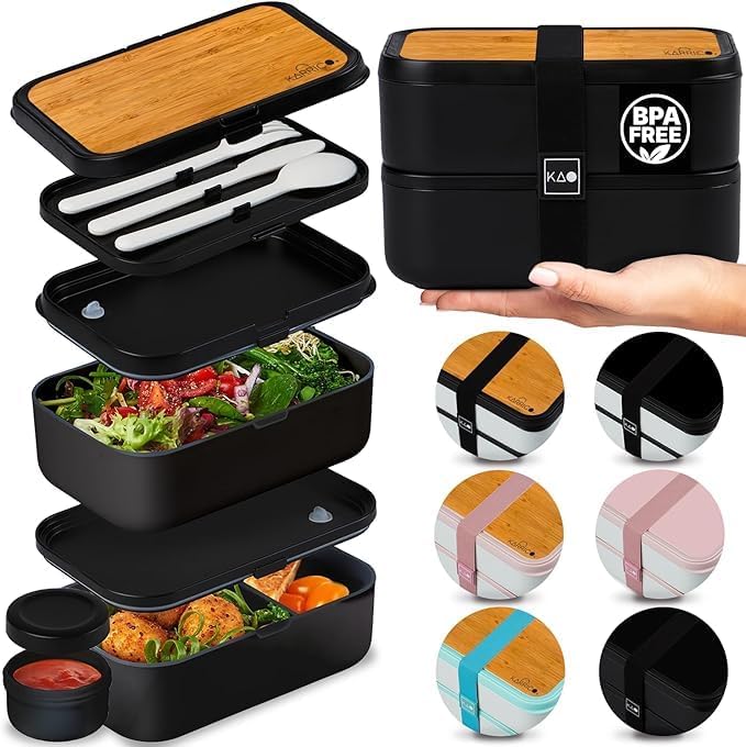 KARRICO 67oz Stackable Bento Box, Black