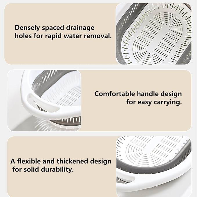 2-Pack Collapsible Silicone Colander Strainer, Foldable Kitchen Sink Basket - Image 6