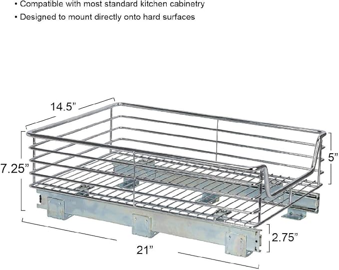 Household Essentials Glidez Chrome-Plated Steel Extended Depth 1-Tier Sliding - Image 4
