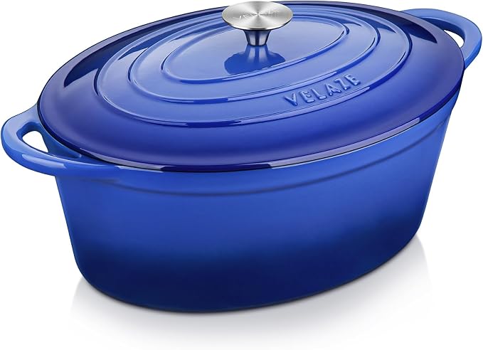 Velaze 7.5 QT Enameled Oval Dutch Oven Pot by Velaze