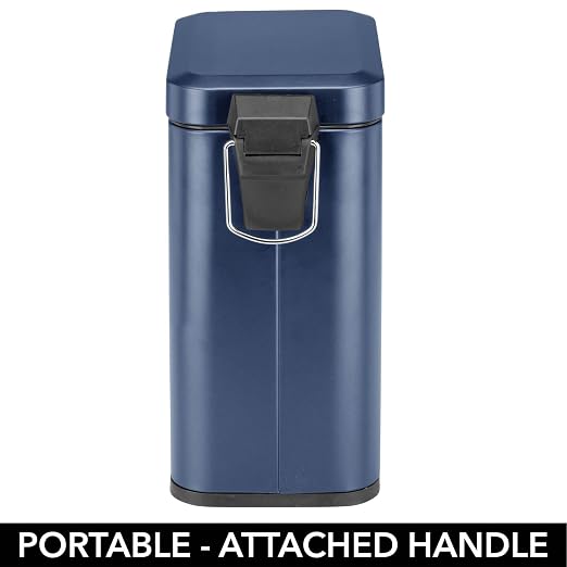 mDesign Small Modern 1.3 Gallon Rectangle Metal Lidded Step Trash Can, Compact - Image 5