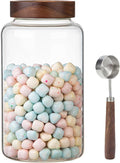 Large Glass Coffee Jars with Spoon, Round Storage Canister with Wooden Lid by Patoper