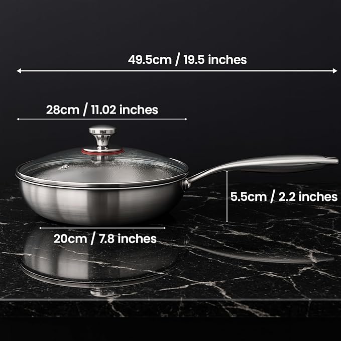 Titanium Hammered Pan Pro with Lid, PFAS/PFOA/PTFE-Free Non stick Titanium - Image 8