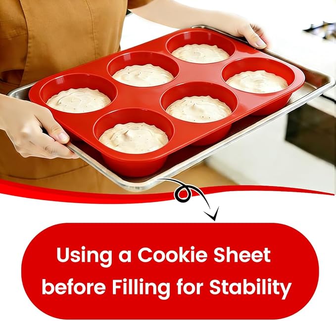 CAKETIME Silicone Muffin Pan, 2 Packs, Includes Jumbo 6 Cups and Regular 12 Cups - Image 5