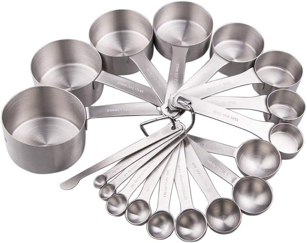 Measuring Cups and Spoons Set, 18/8 Stainless Steel Measuring Cups and