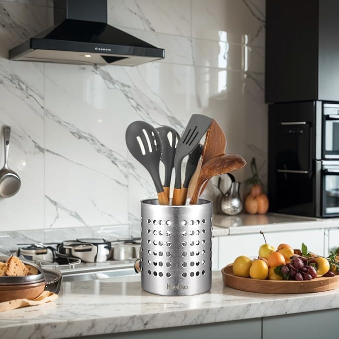 KSENDALO Metal Utensil Holder Set, Small SUS304 Steel Utensil Holder Flatware - Image 3